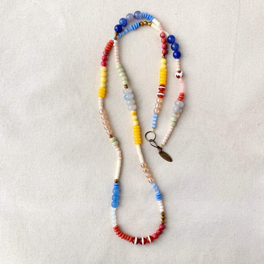 Folk Art Rope Glass Beaded Necklace