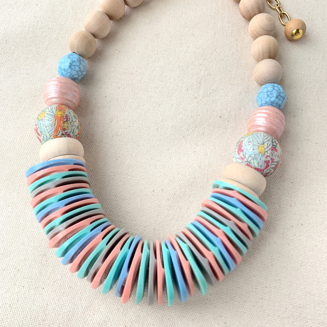 Folk Art Button Statement Necklace