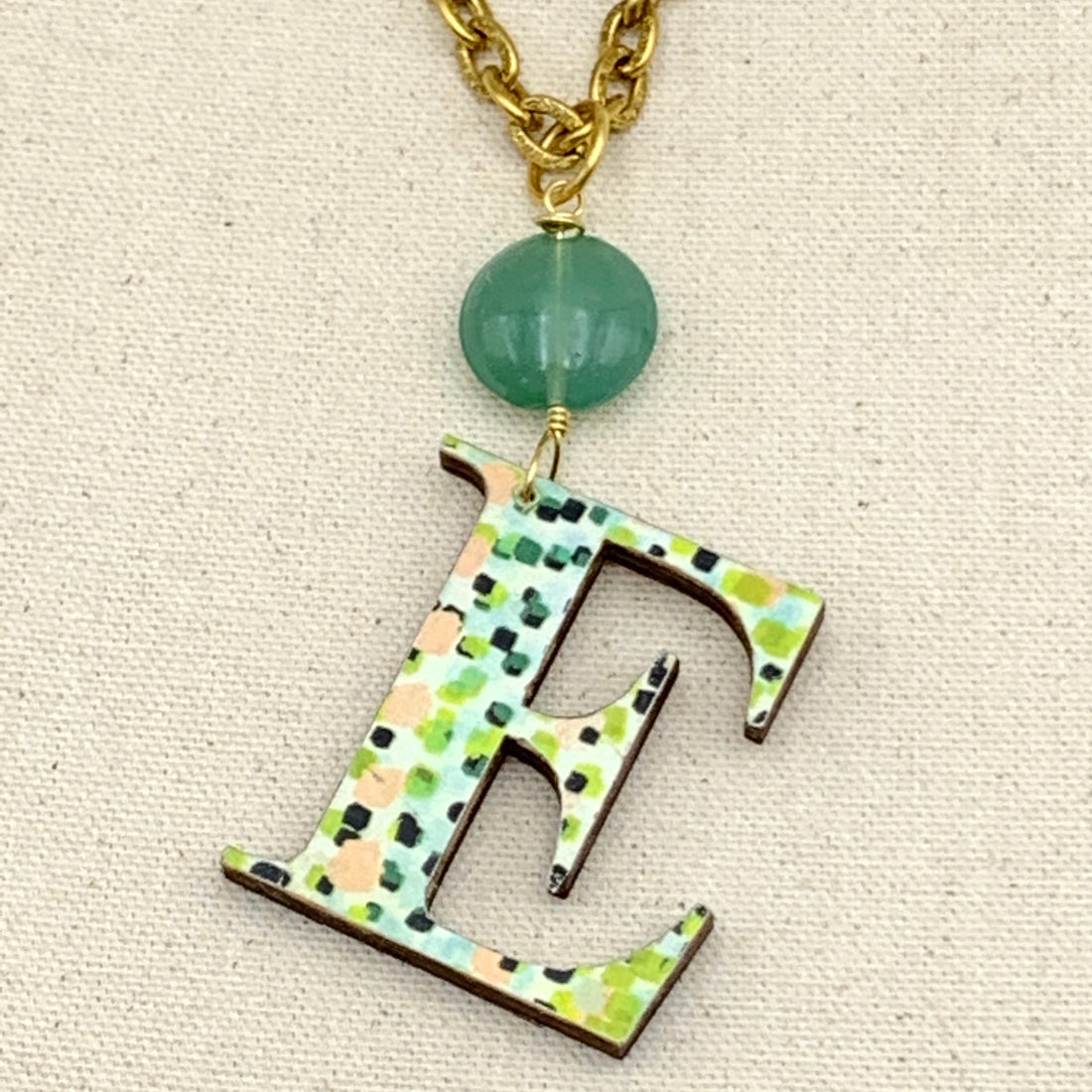 Folk Art Monogram Pendant Necklace