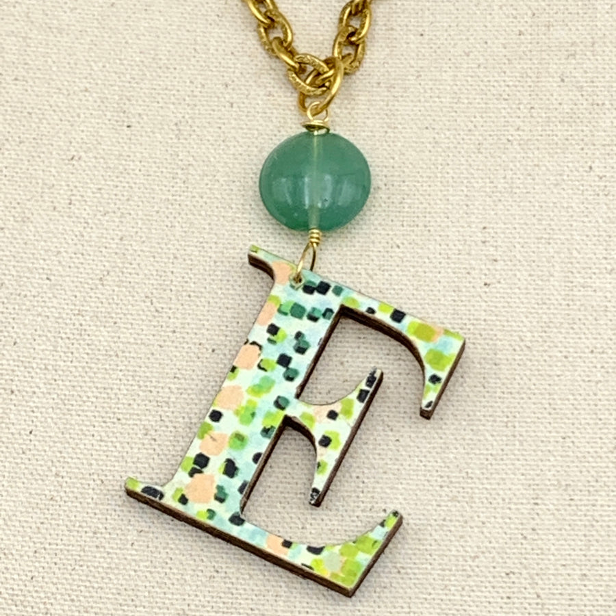 Folk Art Monogram Pendant Necklace