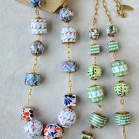 Folk Art Linked Wooden Bead Necklace