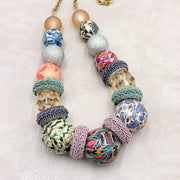 Folk Art Found Objects Bead Statement Necklace