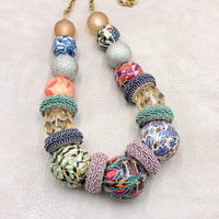 Folk Art Found Objects Bead Statement Necklace