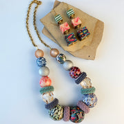 Folk Art Found Objects Bead Statement Necklace