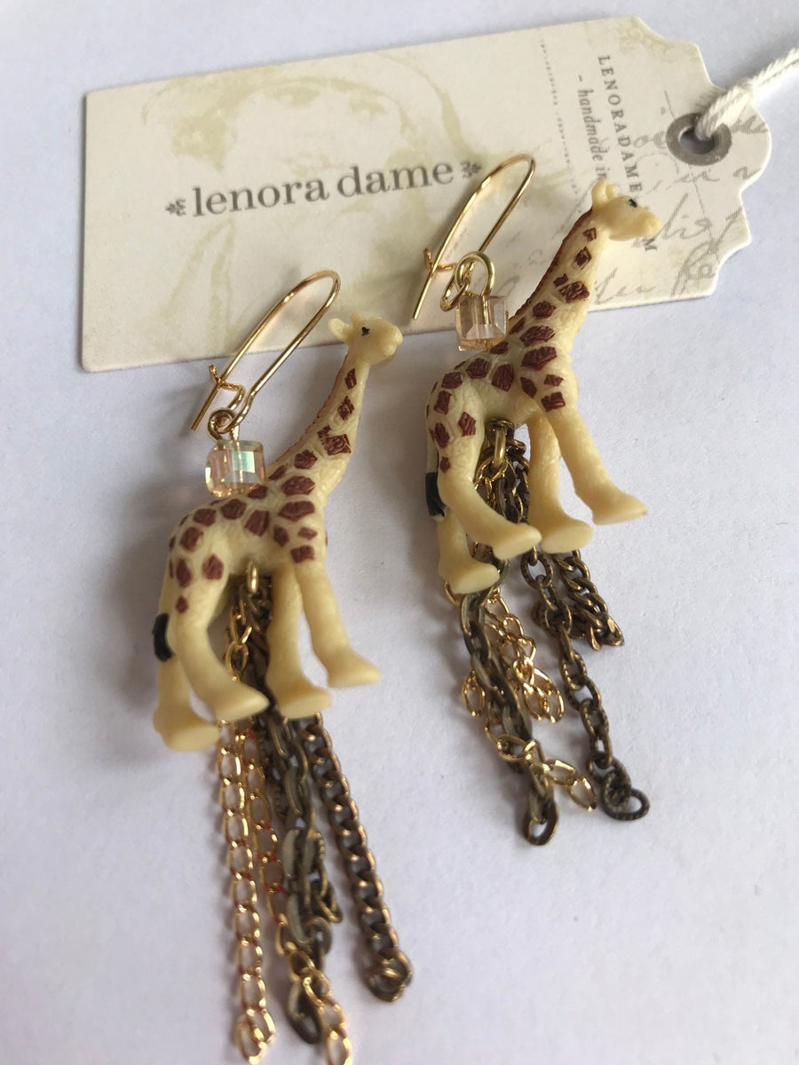 Lenora Dame Mini Giraffe Chain Tassel Earrings