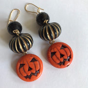 Lenora Dame Black Pumpkin Halloween Earrings