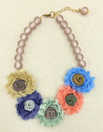 Lenora Dame Easter Egg Silk Corsage Bib Necklace