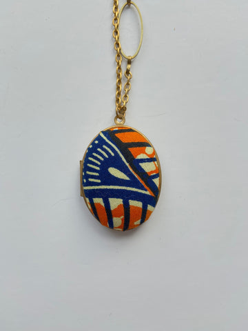 Lenora Dame Orange Fabric Locket