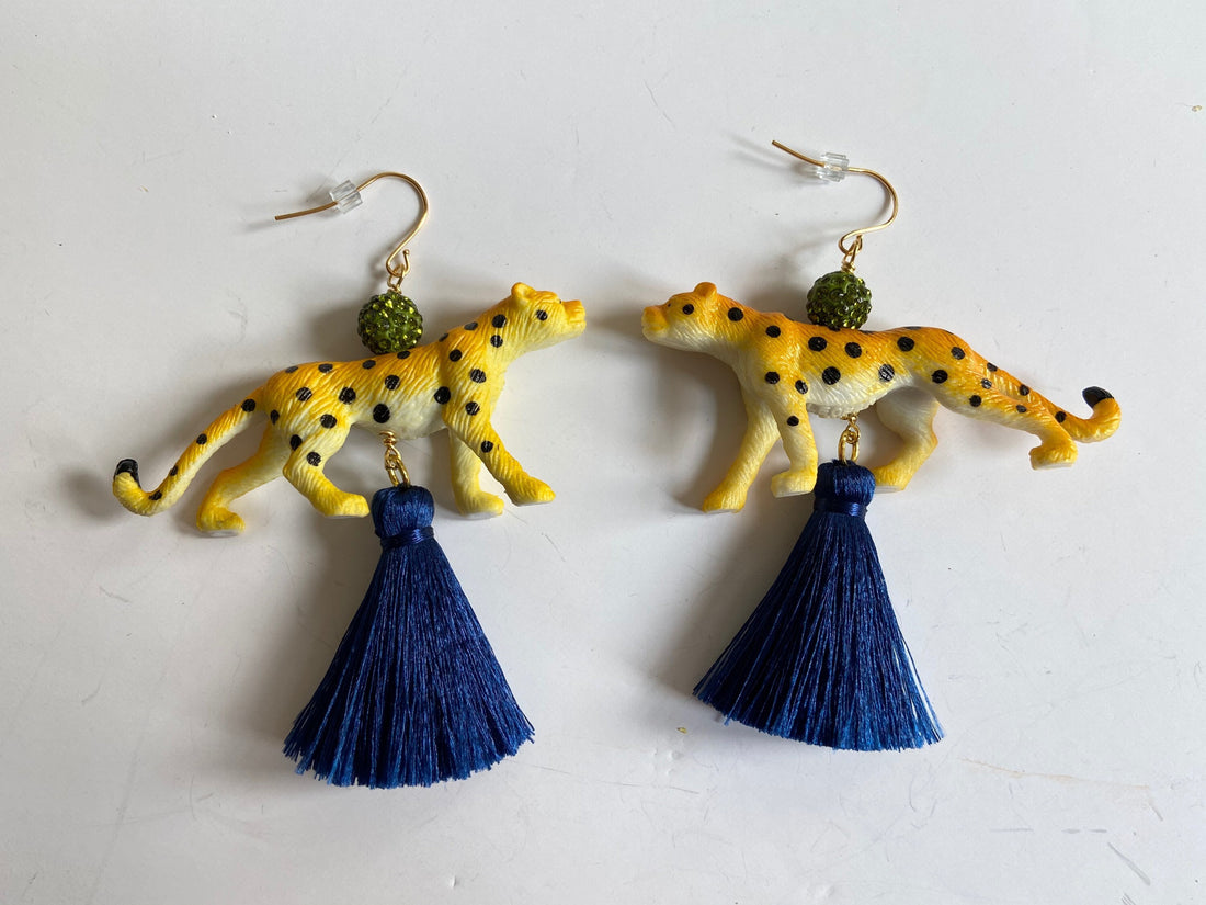 Lenora Dame Leaping Leopard Earrings