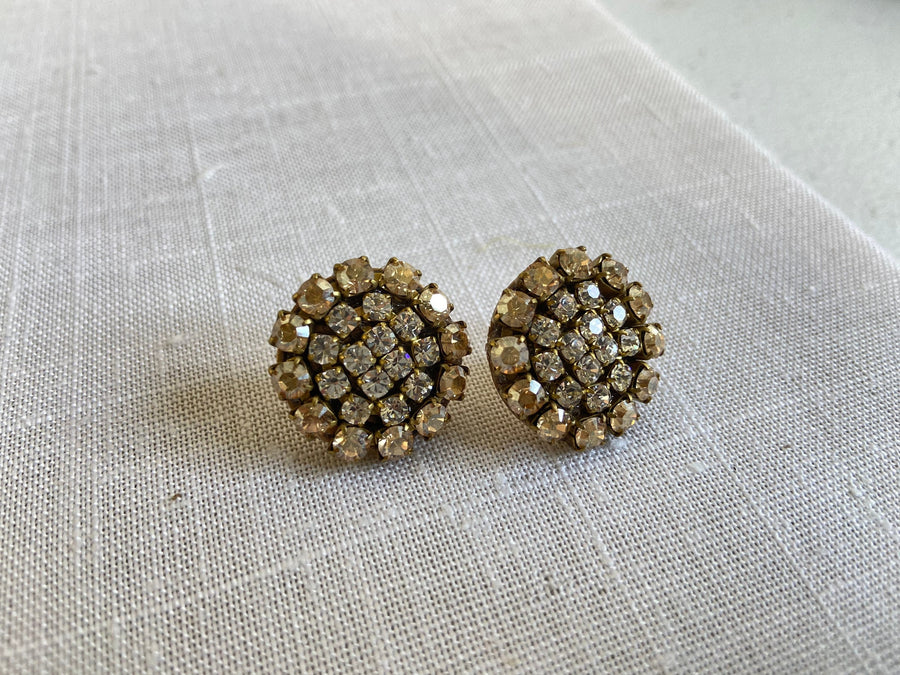 Lenora Dame Rhinestone Earrings in Light Golden