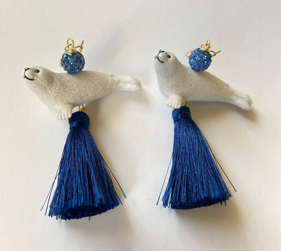 Lenora Dame Smiley Seal Tassel Earrings