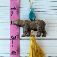 Lenora Dame Golden Bear Tassel Earrings