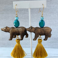 Lenora Dame Golden Bear Tassel Earrings
