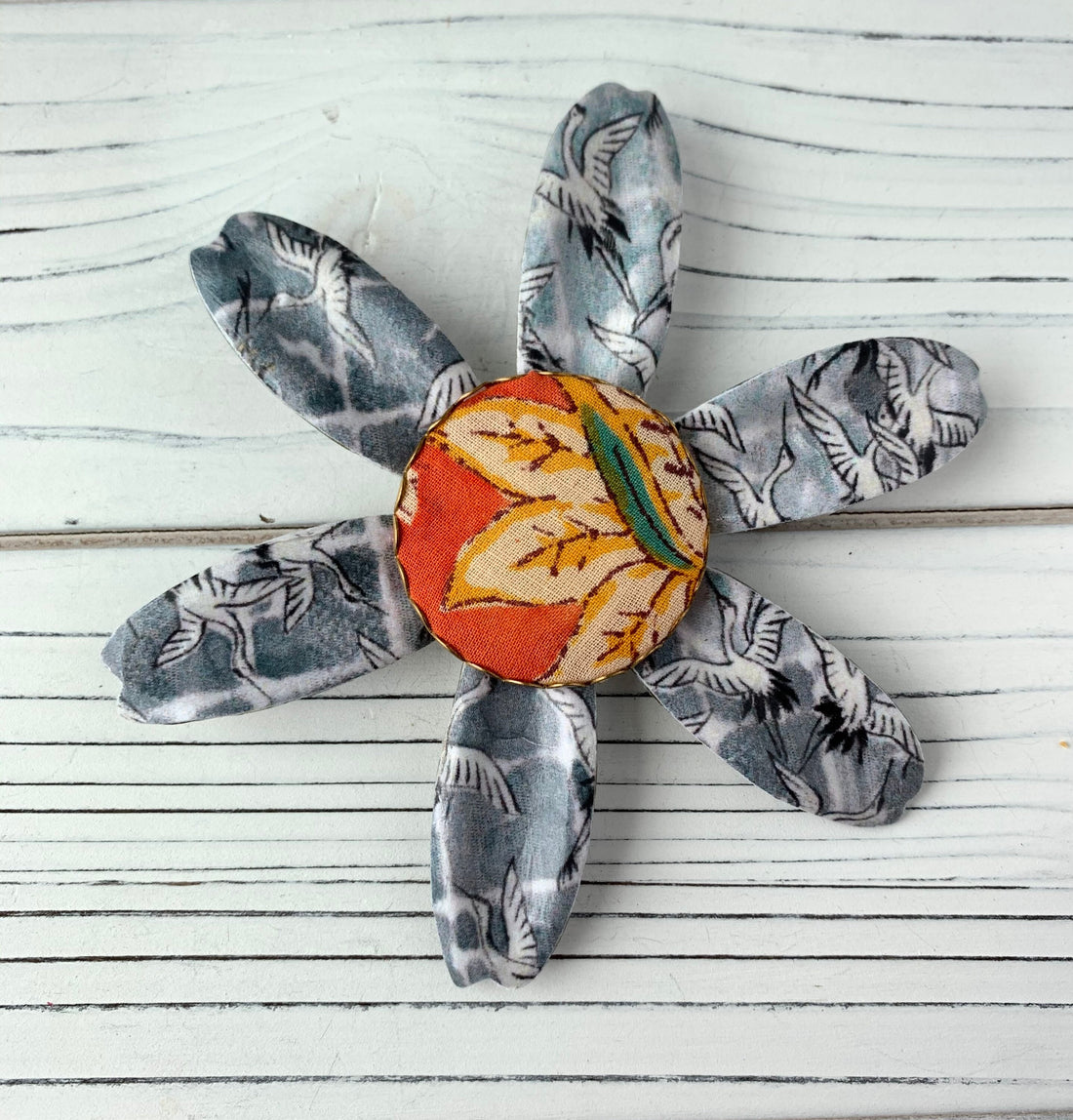 Lenora Dame Oversize Decoupage Flower Pin