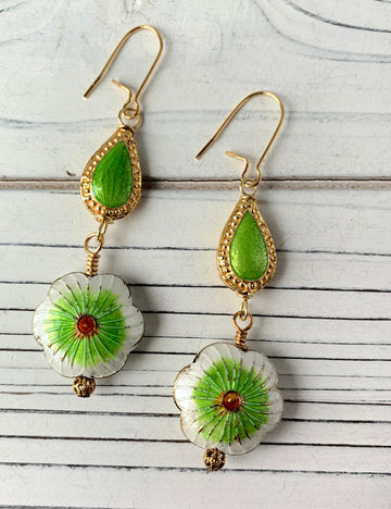 Lenora Dame Cloisonné Squash Blossom Earrings