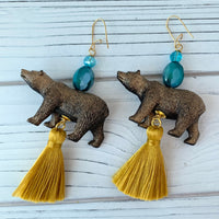 Lenora Dame Golden Bear Tassel Earrings