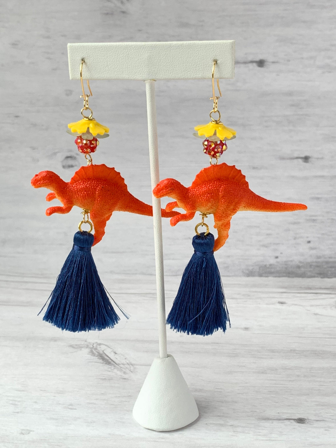 Lenora Dame Tangerine Spinosaurus Tassel Earrings