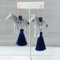 Lenora Dame Zebra Tassel Earrings