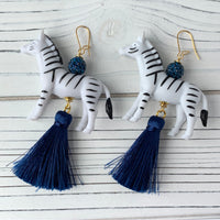 Lenora Dame Zebra Tassel Earrings