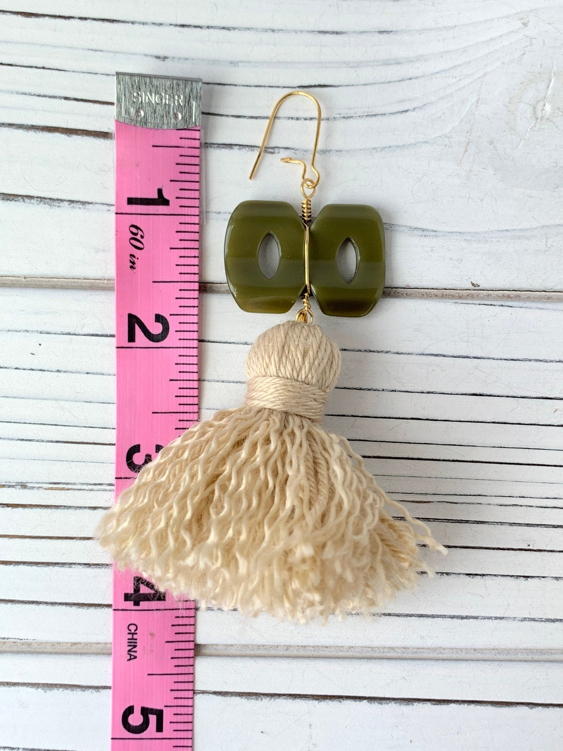 Tan Tassel Statement Earrings