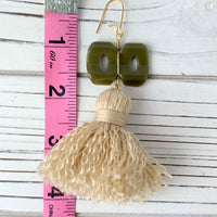 Tan Tassel Statement Earrings