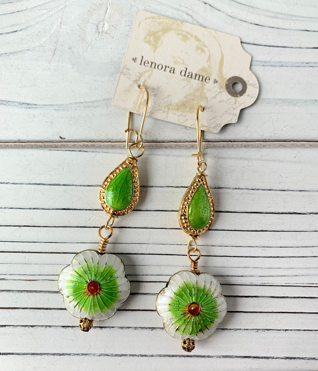 Lenora Dame Cloisonné Squash Blossom Earrings