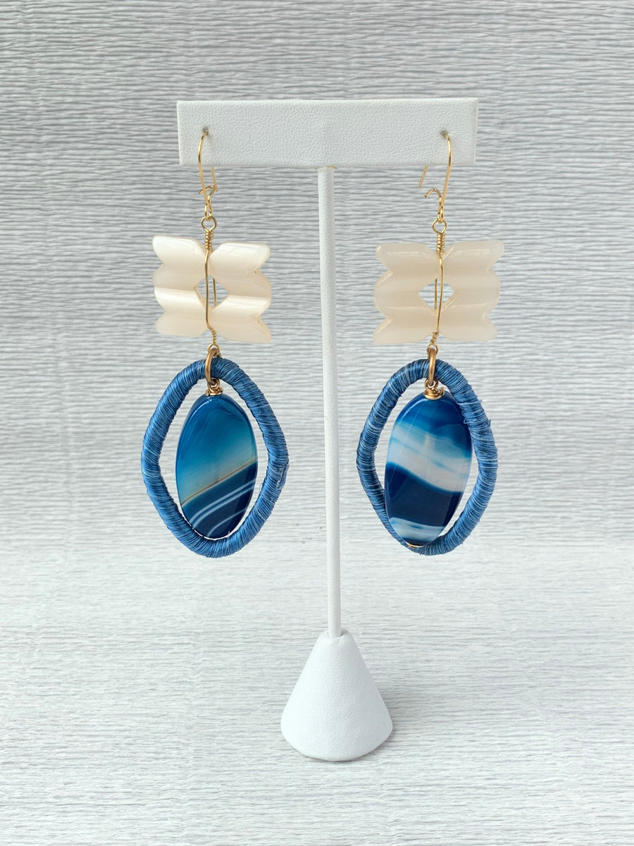 Lenora Dame Blueberry & Cream Statement Earrings