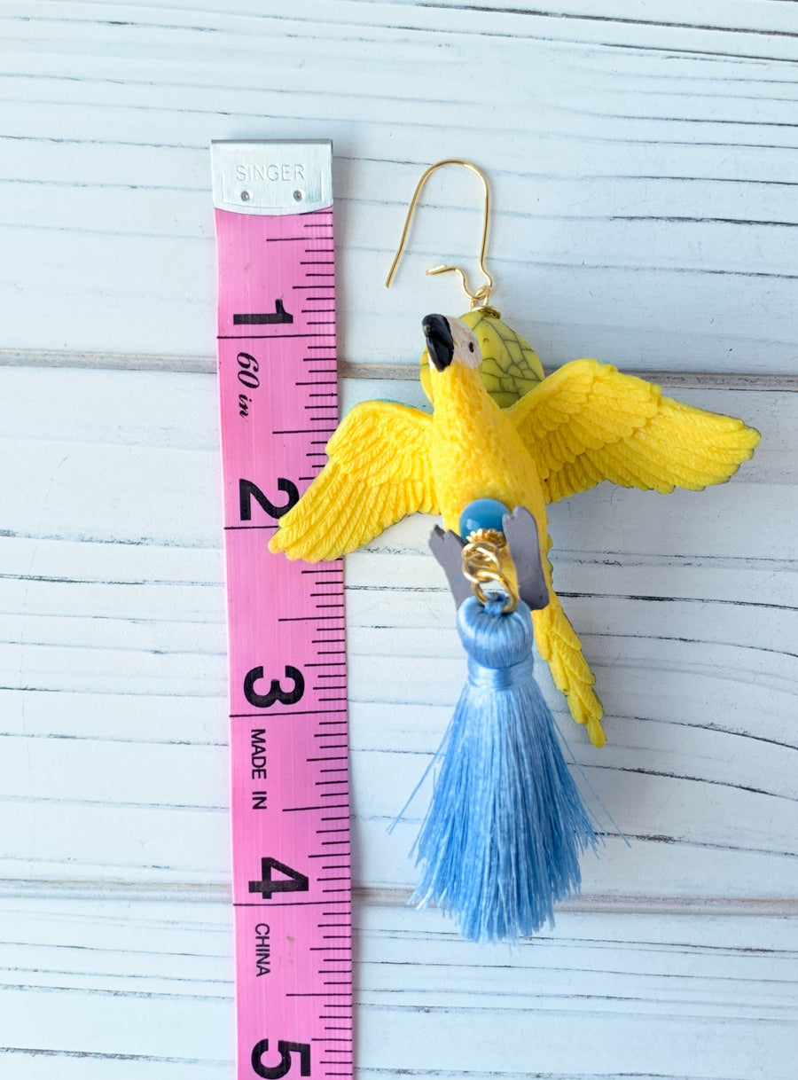 Lenora Dame Macaw Tassel Earrings