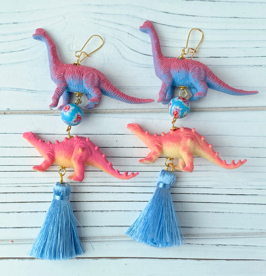 Lenora Dame Pool Party Dino Tassel Earrings