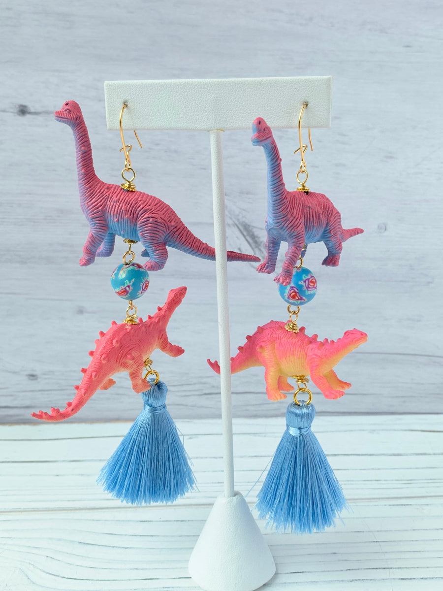 Lenora Dame Pool Party Dino Tassel Earrings