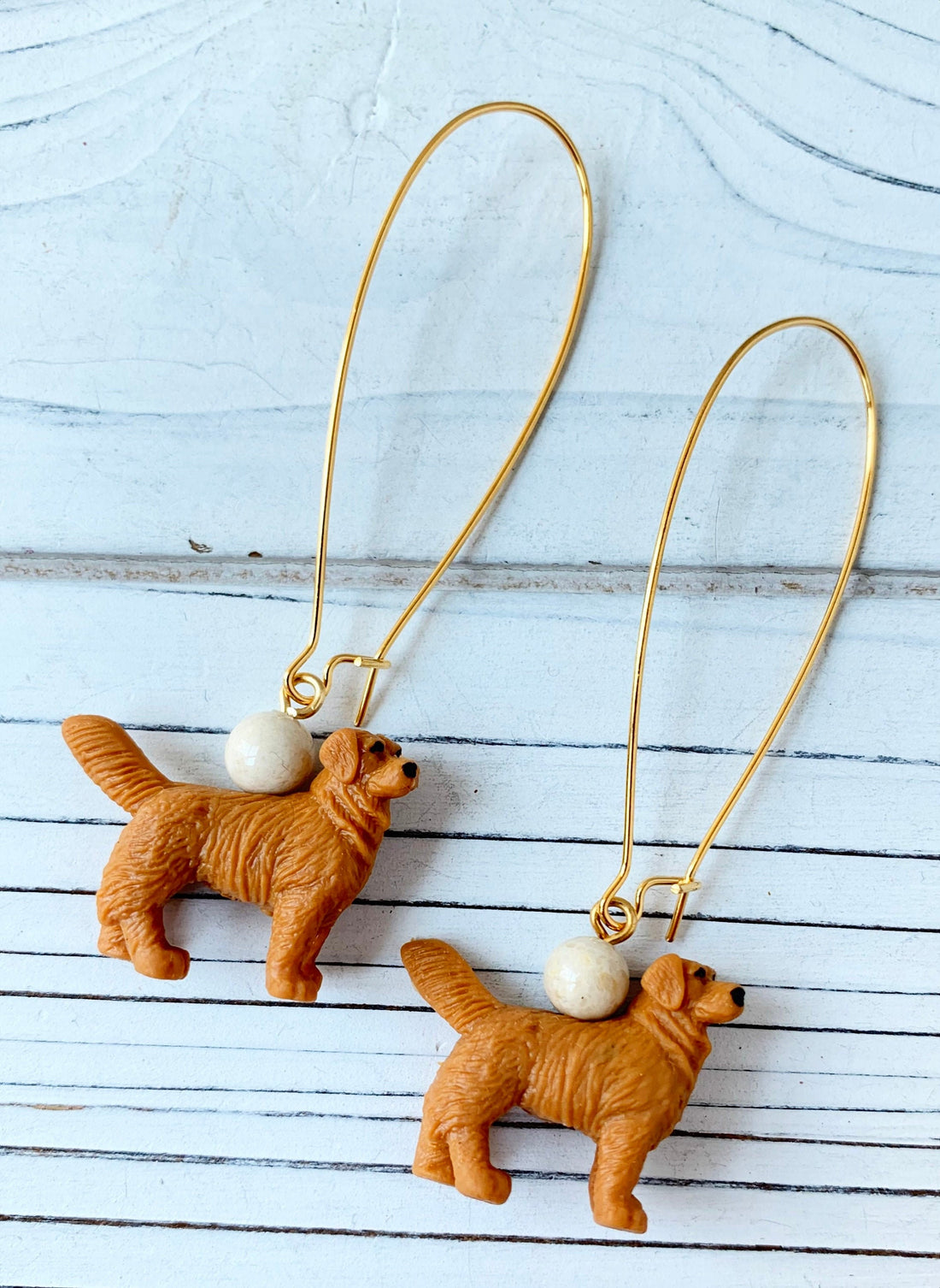 Lenora Dame Fido Hoop Earrings Lightweight Miniature Golden Retriever Earrings