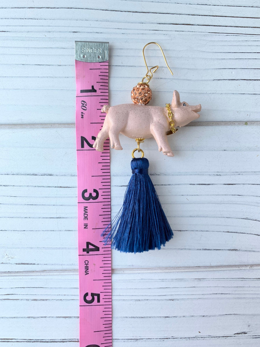 Lenora Dame Wilbur the Pig Tassel Earrings