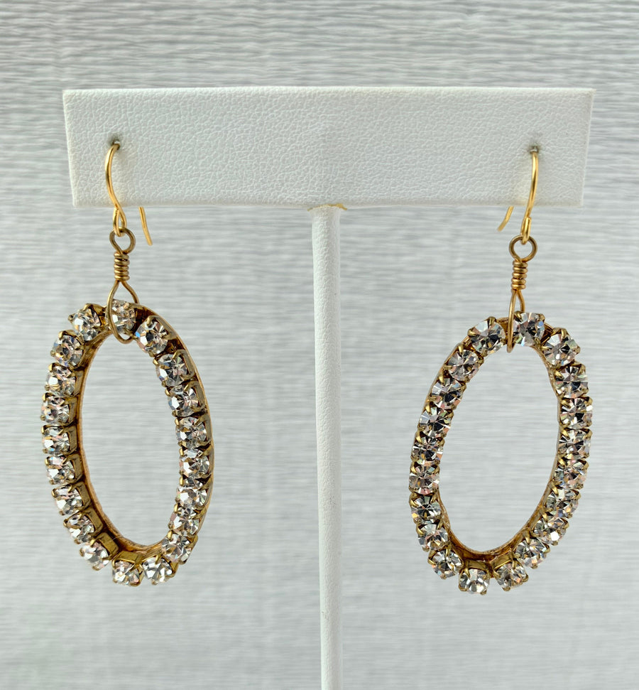 Lenora Dame Swarovski Rhinestone Oval Hoop Earrings - Choice of Rhinestone Color