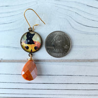 Lenora Dame Jack-o-Lantern Kitten Halloween Earrings