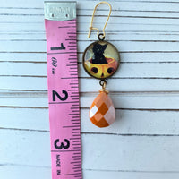 Lenora Dame Jack-o-Lantern Kitten Halloween Earrings