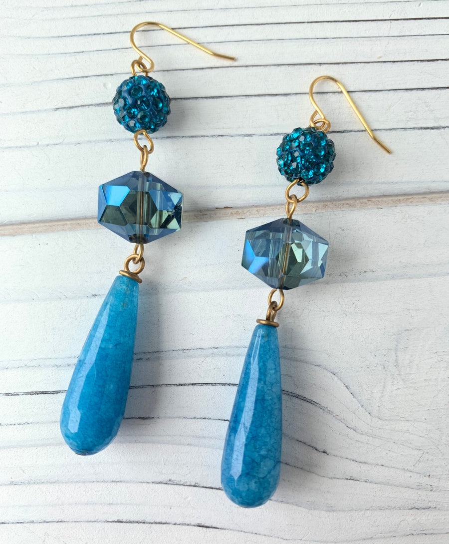 Lenora Dame Teardrop Electroplate Earrings in Peacock