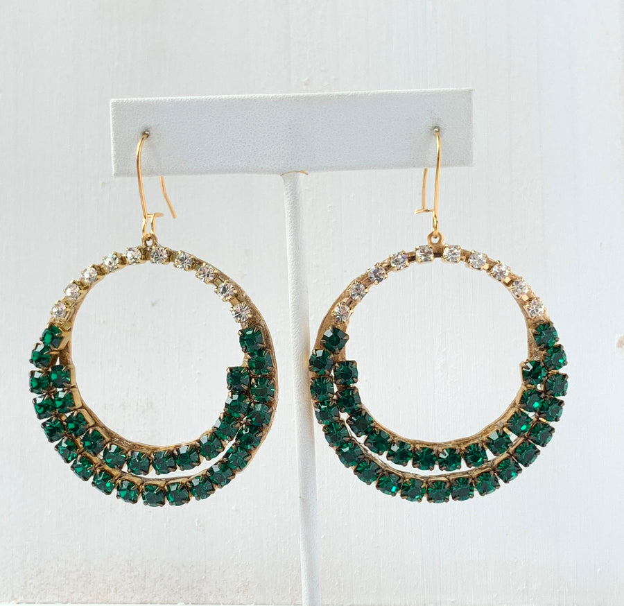 Lenora Dame Juniper Rhinestone Holiday Hoop Earring