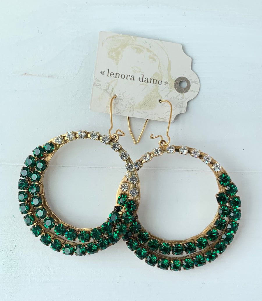 Lenora Dame Juniper Rhinestone Holiday Hoop Earring