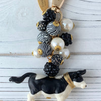 Lenora Dame Holstein Heifer Cow Keychain Charm