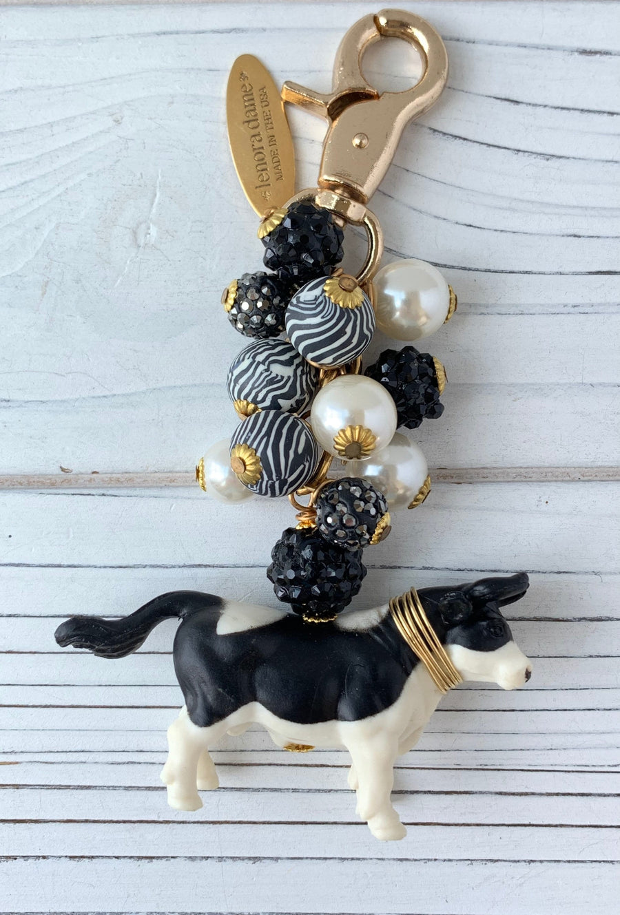 Lenora Dame Holstein Heifer Cow Keychain Charm