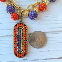 Lenora Dame Keyhole Mosaic Pendant Necklace in Clementine & Violet