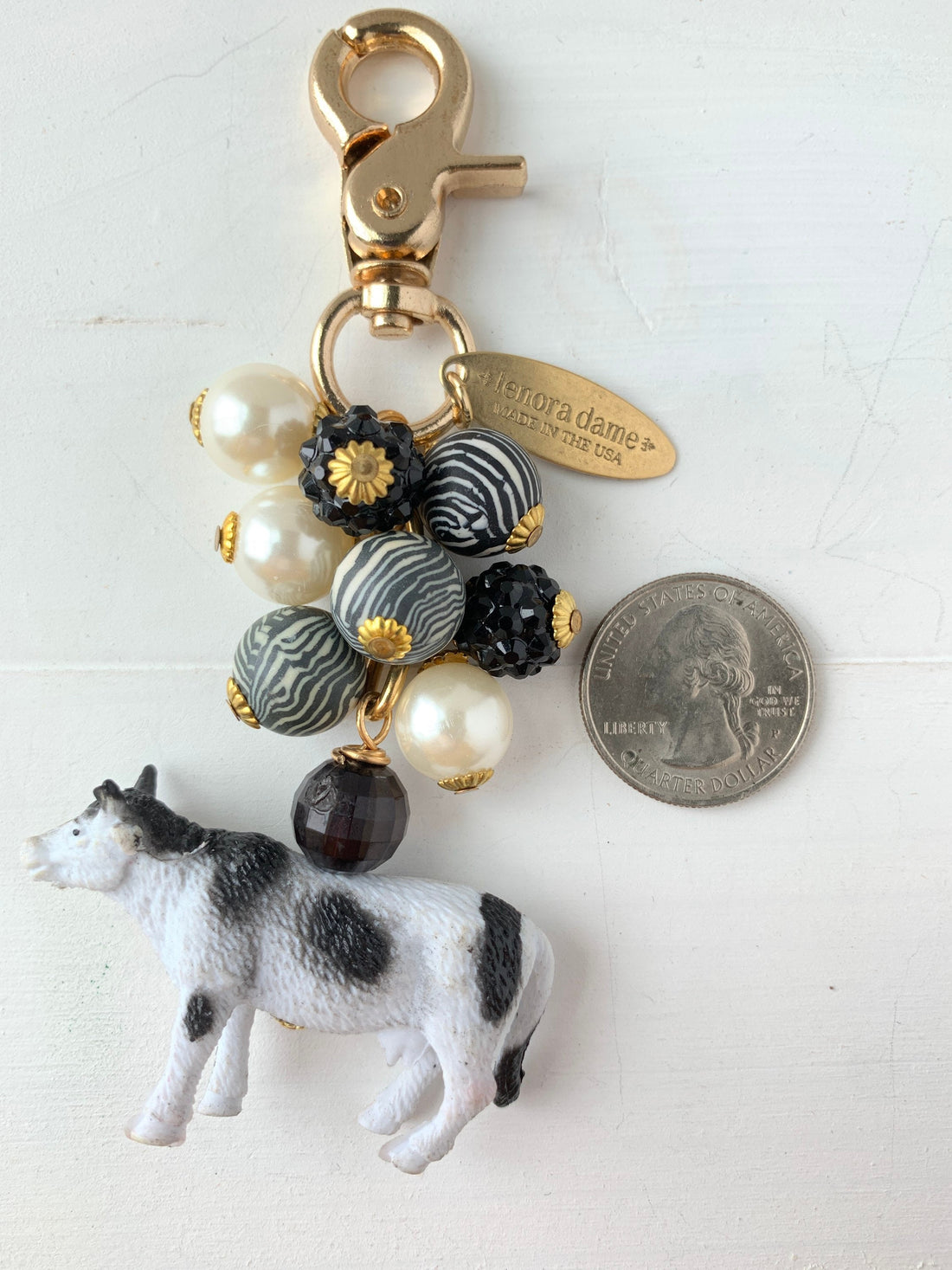 Lenora Dame Cow Keychain Bag Charm