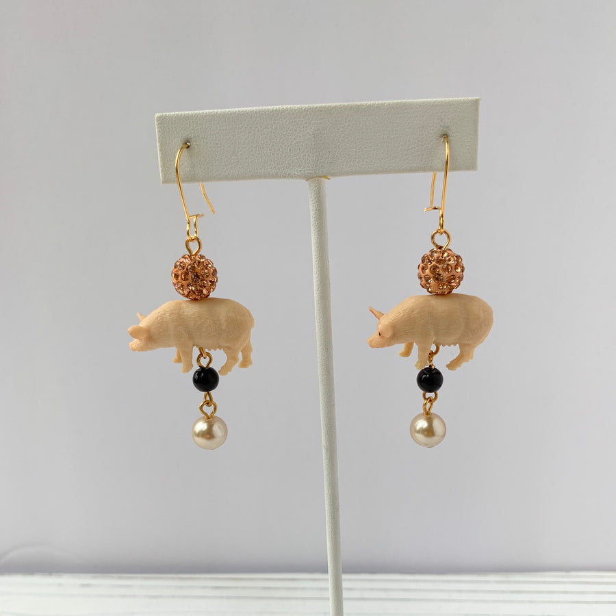 Lenora Dame Greener Pasture Pig Earrings