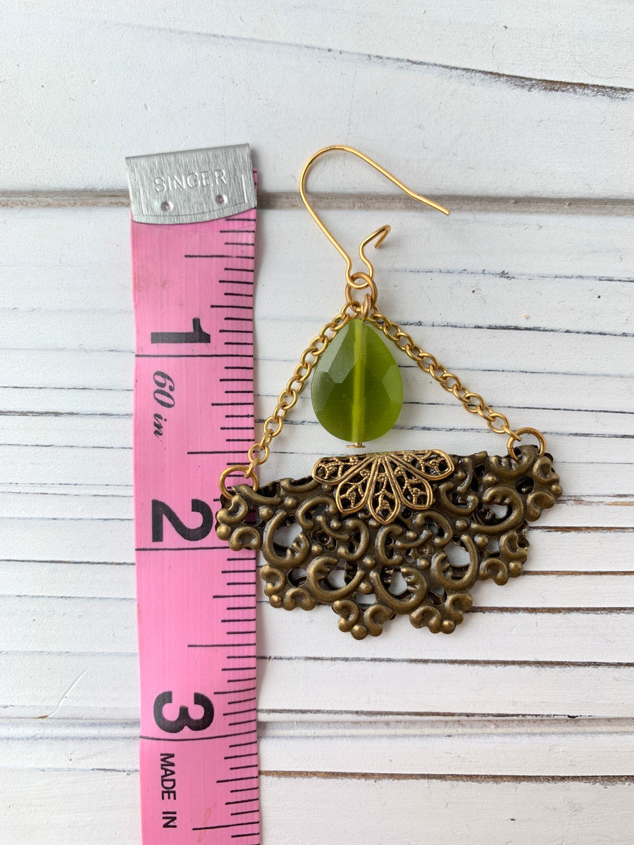 Lenora Dame Lantern Earring in Olive