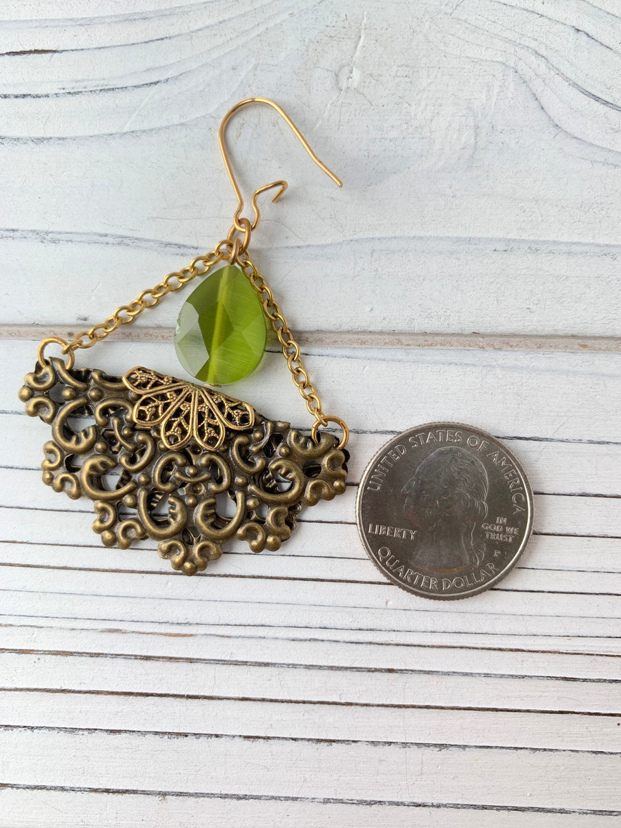 Lenora Dame Lantern Earring in Olive