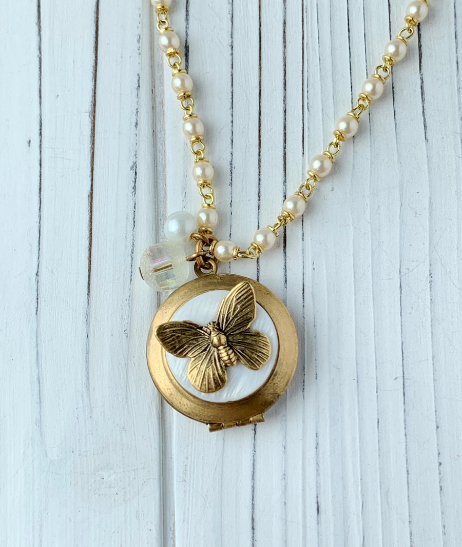 Lenora Dame Mariposa Butterfly Locket Charm Necklace