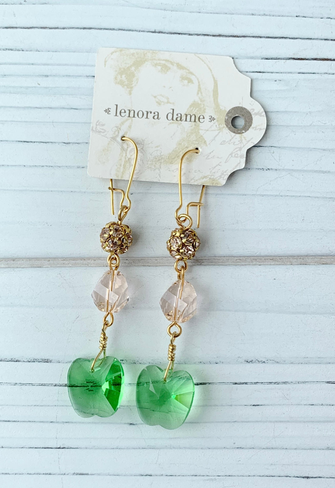 Lenora Dame Granny Smith Swarovski Crystal Drop Earring