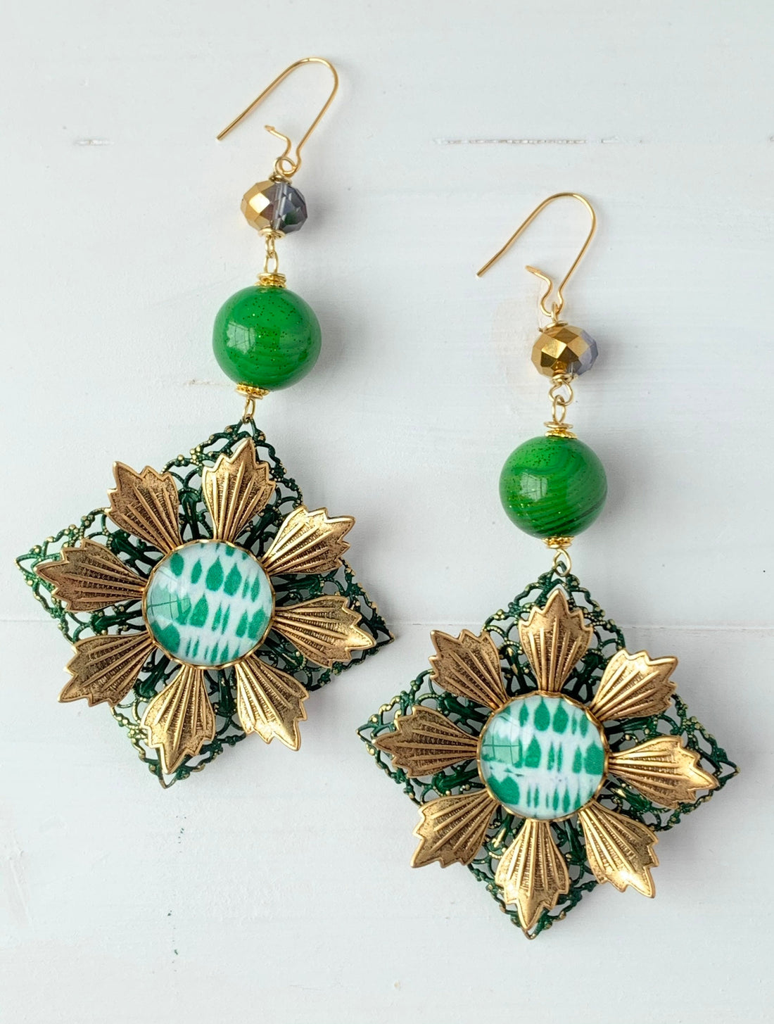 Lenora Dame Spruce Chrysanthemum Dangle Earring