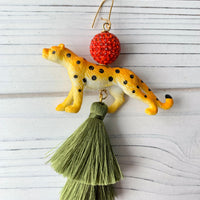 Lenora Dame Double Tassel Leopard Earrings