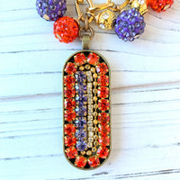 Lenora Dame Keyhole Mosaic Pendant Necklace in Clementine & Violet